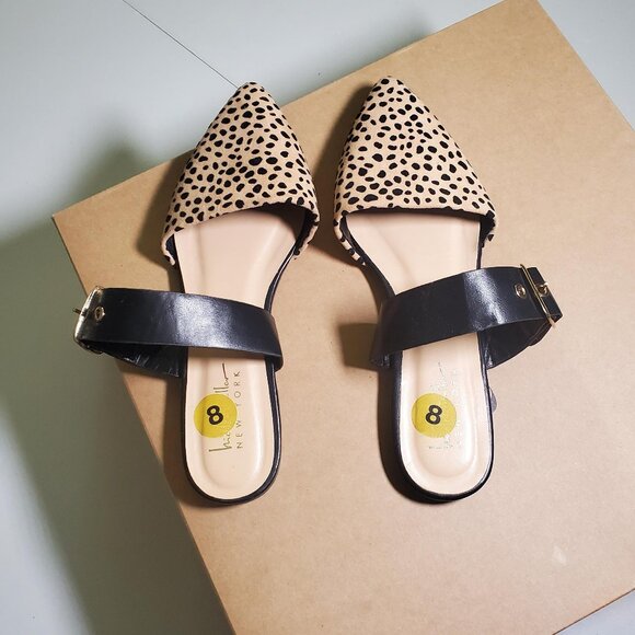 Nicole Miller HINDY Slip-on Flats Mules Pointy Toe Animal Print Sz 8 - Picture 1 of 16